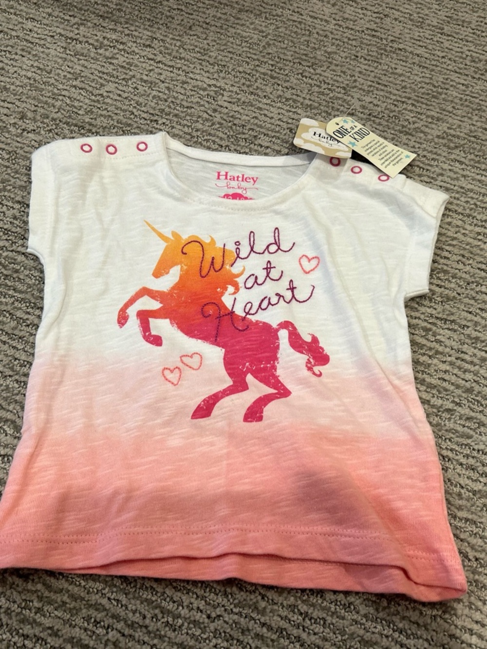 Hatley White to Pink Ombre 'Wild at Heart' Unicorn Tee